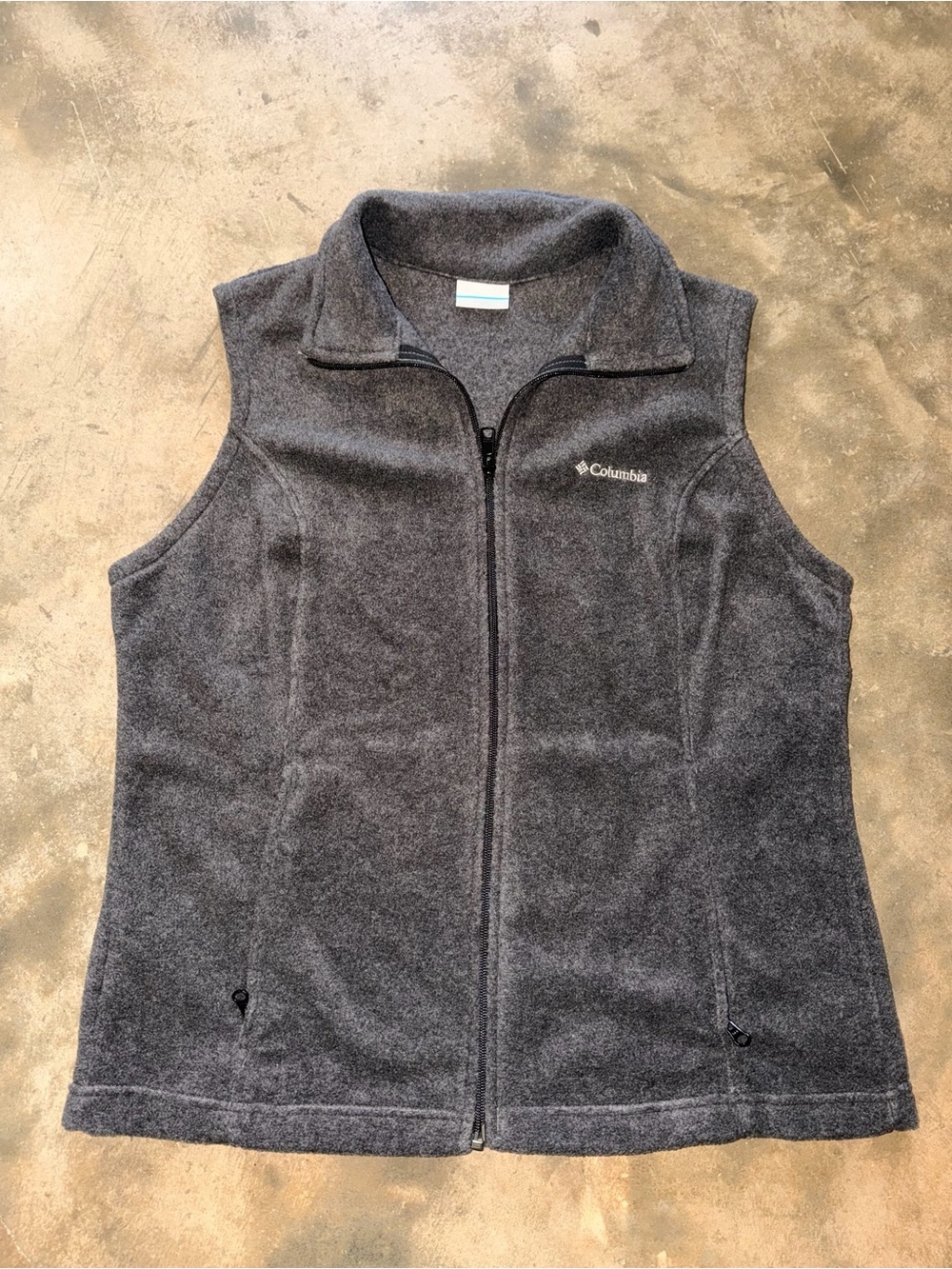 Columbia Gray Full Zip Fleece Vest L Outdoor Tailgate Game Day Fit Fall Festival